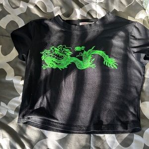 Blackjack crop top with green dragon